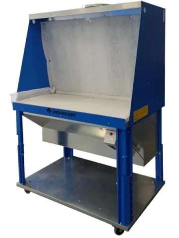 BENCH CM 120 X 55 EQUIPPED WITH SUCTION MOTOR WITH EXTRACTOR  HOOD AND WITH WHEE