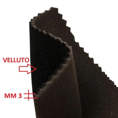 FOAM RUBBER WITH BLACK VELVET 3 mm BLACK