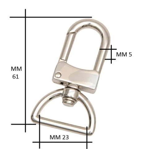 ZAMAK SNAP HOOK WITH "D" RING 25 mm IN VARIOUS COLOURS