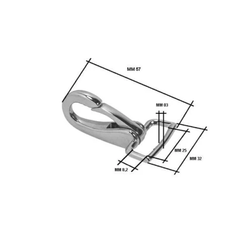 ZAMAK SNAP HOOK WITH RECTANGULAR RING 25 mm IN VARIOUS COLOURS