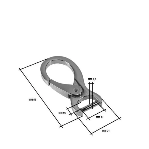 ZAMAK SNAP HOOK WITH OVAL HOLE 15 mm IN VARIOUS COLOURS AND ZIZES