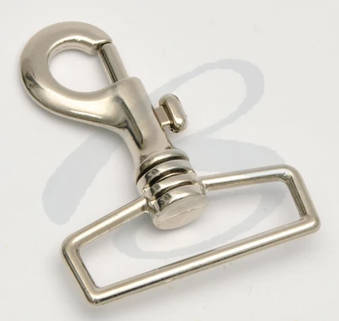 ZAMAK SNAP HOOK WITH RECTANGULAR RING 50 mm IN VARIOUS COLOURS