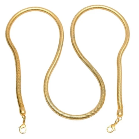 BRASS SNAKE CHAIN 8 mm WITH ROUND RING 6 mm AND HOOK IN VARI OUS SIZES AND COLOU