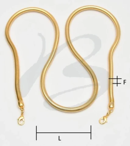 BRASS SNAKE CHAIN 8 mm WITH ROUND RING 6 mm AND HOOK IN VARI OUS SIZES AND COLOU