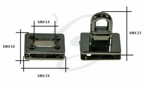 ZAMAK RECTANGULAR TURN LOCK WITH SCREWS 24X18 mm VARIOUS .COLOURS