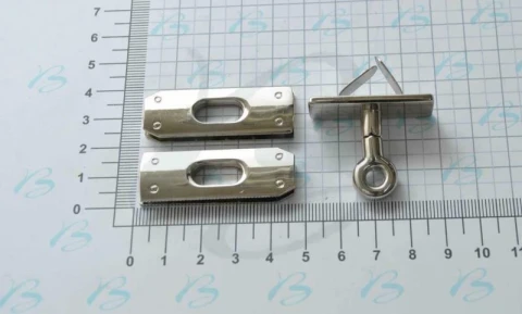 ZAMAK RECTANGULAR TURN LOCK WITH 2 LOOPS 46x16 mm IN VARIOUS  COLOURS