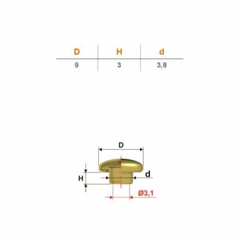 IRON 1/2 SPHERE HEAD RIVET   09 mm