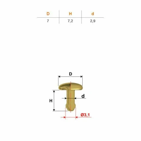 RIVETTO GAMBO OTTONECHIUSO 33 MM 7X7.7 
