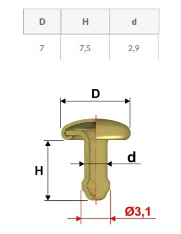 IRON CAPPED SHANK 7.5X7 mm IN VARIOUS COLOURS 