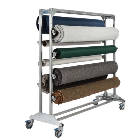 ROLL STORAGE TROLLEY EQUIPPED WITH 8 STEEL TUBES AND HIGH QUALITY CASTORS